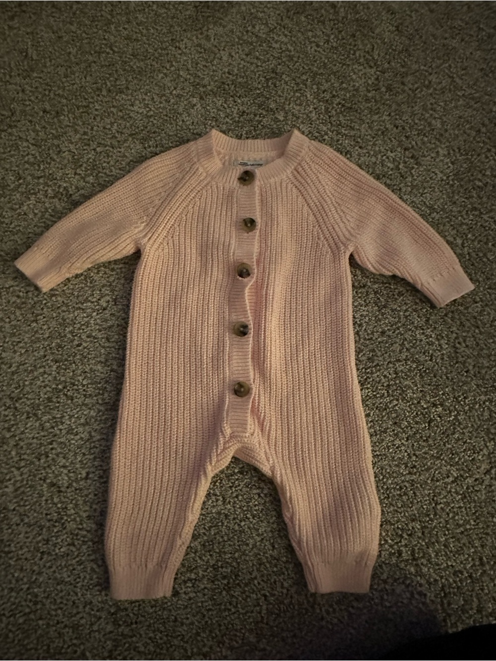 Classic Knit Baby One-Piece Romper in Light Pink
